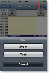 Use this setting to create new events or tasks for the current day with the 